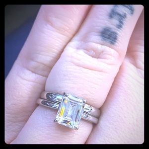 Berricle Emerald Cut Engagement Set 6.5